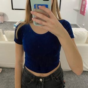 American Apparel blue velvet crop tee
